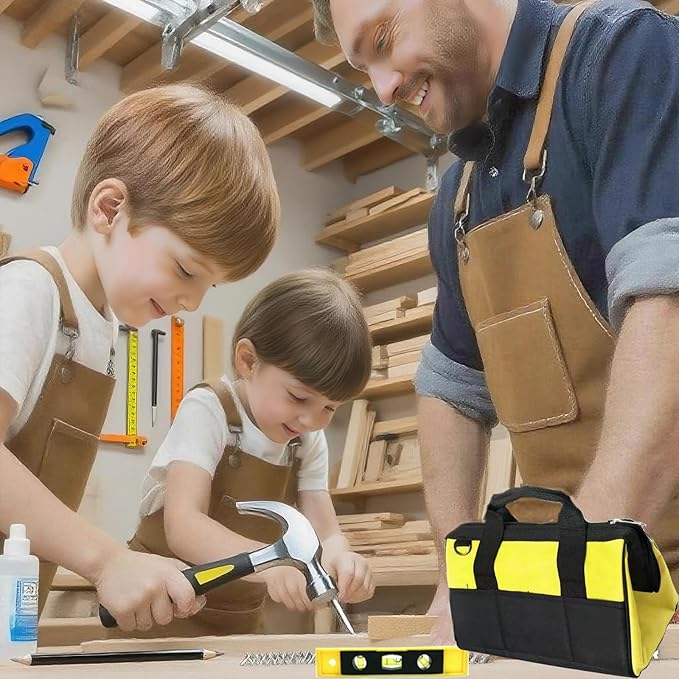 Kids Real Tools Set, Woodworking Tool Set, 38 Pieces with Tool Bag, Wood Workers Apron, Hand Saw,Children Construction Learning Gift