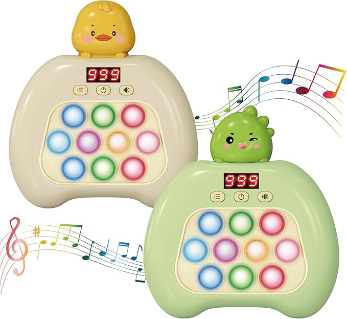 Fast Push Pop Fidget Toys for Kids, Handheld Puzzle Game with LED Screen & Multiplayer Mode, Sensory Toys for 3-12 Year Old Girls Boys, Fun Battle Gifts for Friends（Dinosaur）