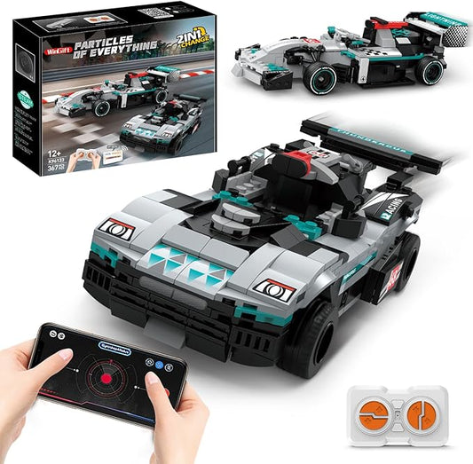 STEM Building Toys for Kids,2 in 1 Remote Control Racing Car Building Set,DIY Engineering Construction Toy,Adult Collectible Model Car Set to Build,Birthday Gift for Boys Girls Ages 8-14+
