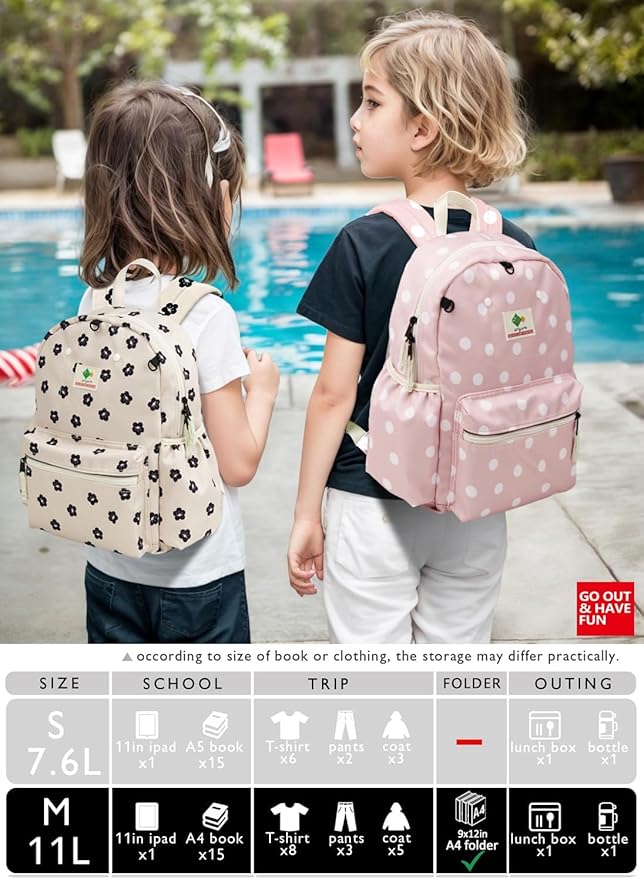 Kids' Backpacks for Girls & Boys - Kindergarten to Elementary School, Small Child Toddler Backpack, 14" H, Ages 3-6