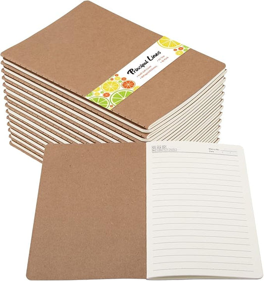 30 Pack A5 Kraft Notebooks, 80 Lined Pages Journal Notebook Bulk, 8.3 X 5.5 Inches, Kraft Cover Notebook, Travel Journal Bulk for Kids, Students, Office Supplies (Brown)