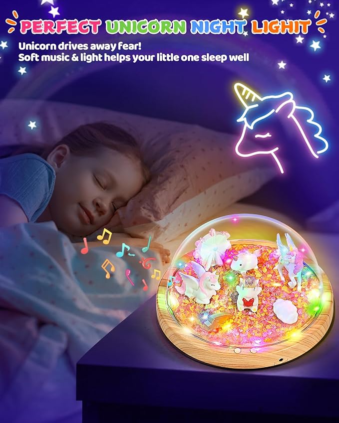 Laclun Unicorn Toys for Girls, Make Your Own Unicorn Night Light with Music,Arts and Crafts for Kids,Gifts for 4 5 6 7 8 9 10 Year Old Girl,Ideal Christmas Gifts Best Toy