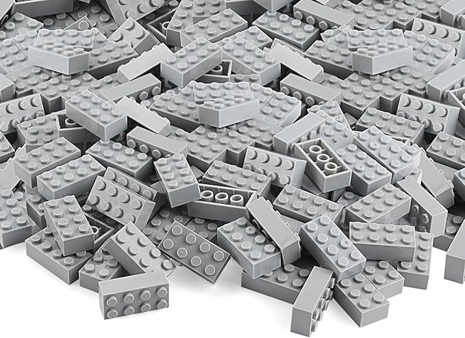 Feleph 100pcs 2x4 Bricks Light Grey Gray Building Blocks Set Toy Accessories Combine with Major Brick Brands
