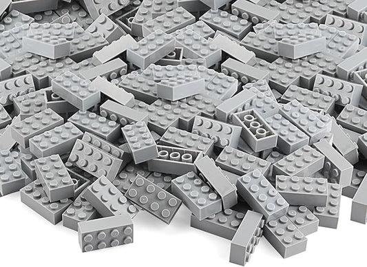 Feleph 100pcs 2x4 Bricks Light Grey Gray Building Blocks Set Toy Accessories Combine with Major Brick Brands