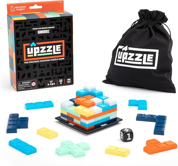 Educational Insights Upzzle - Strategic Stacking Board Games for Kids, Teens & Adults, 2 Player Vertical Puzzle Building Challenge, 3D Brain Teaser, Family Game Night Activities & Gifts for Ages 7+