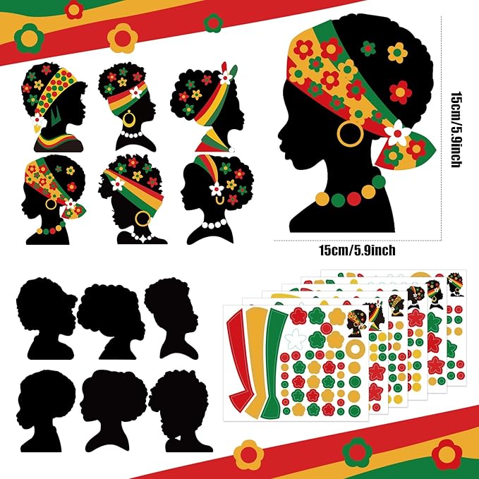 Cinrobiye 30 Sets Black History Month and Juneteenth Party Supplies Craft Kits, African American Ornaments Decorations DIY Sets BHM Festival Crafts Decor for Kente Party Classroom Activities
