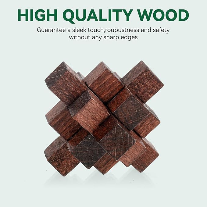 24 Pcs Brain Teaser Puzzles for Adults - Metal Puzzles 3D Puzzle Game Toys for Adults Teens - Wooden Unlock Interlocking Puzzle Adult IQ Education Smart Toys
