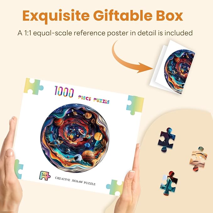 Masseruon 1000 Piece Puzzle for Adults, 26.6 * 26.6in Universe Puzzle for Adults, 1000 Pieces Flat Puzzles with 3D Visual Effect When Completed, Adult Puzzles Games