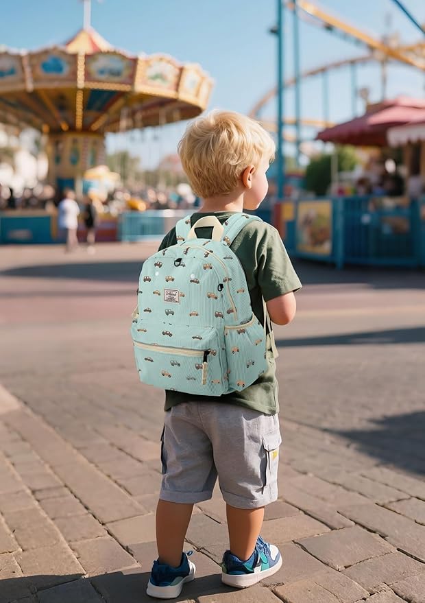 Corduroy Toddler Backpack for Boys 2-5: Preschool Backpack for Girls - Cute Kids Backpack 13.5" H