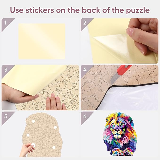 Unique Wooden Jigsaw Puzzles - Lion, 500 Pcs King Size 13.4'' x 16.9'', Luxurious Animal Shaped Wood Puzzle, Beautiful Package, Best Gift for Adults