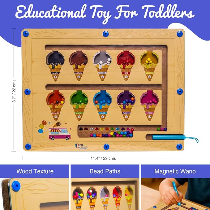 Montessori Magnetic Color and Number Maze Puzzle Board – Educational Wooden Toy for Toddlers, Fine Motor Skills & Counting Game Ages 2–5