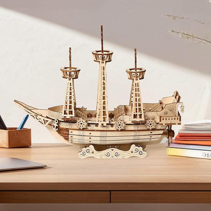 3D Wooden Puzzle for Adults, DIY Ship Model, Creative Assembly Model Building for Adults, DIY Assembly Puzzle, Woodcraft Kit for Christmas Day