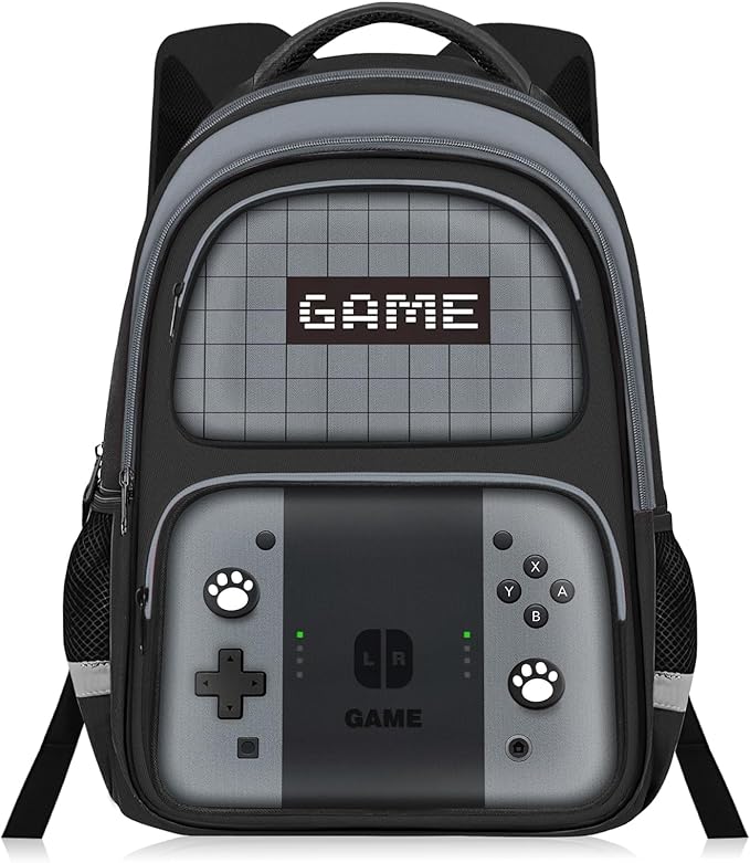 Kids Backpack For Boys，Gamer Boys Backpack For Children Teens Elementary Middle School, 17″ Students Bookbag