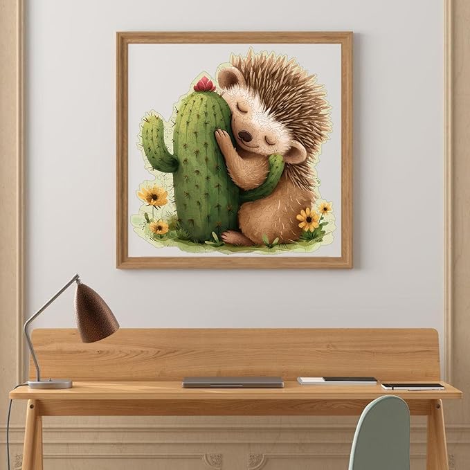 Ruikiyart Wooden Puzzles for Adults，5MM 500 Pieces Hedgehog Cactus Wooden Jigsaw Puzzles, Unique Shapes Succulent Puzzle Gift for Kids and Adults on Birthday,Thanksgiving,Christmas (16.7"x16.9")