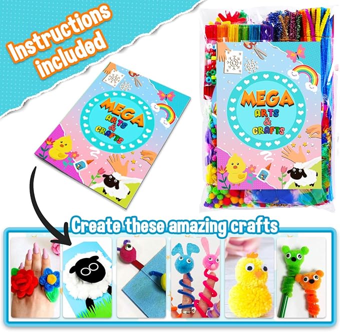 Goody King Arts and Crafts Supplies for Kids - All in One Kid Crafts Toddler Activities Kids School Supplies Age 4 5 6 7 8 Years Old Craft Art Supply Kit Kindergarten Homeschool