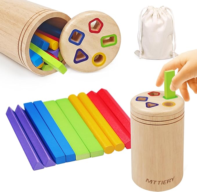 Montessori Wooden Stick Color Sorting Toys for 3 Year Old,Preschool Learning Activities Educational Fine Motor Matching Game,Birthday Gifts for Boys Girls