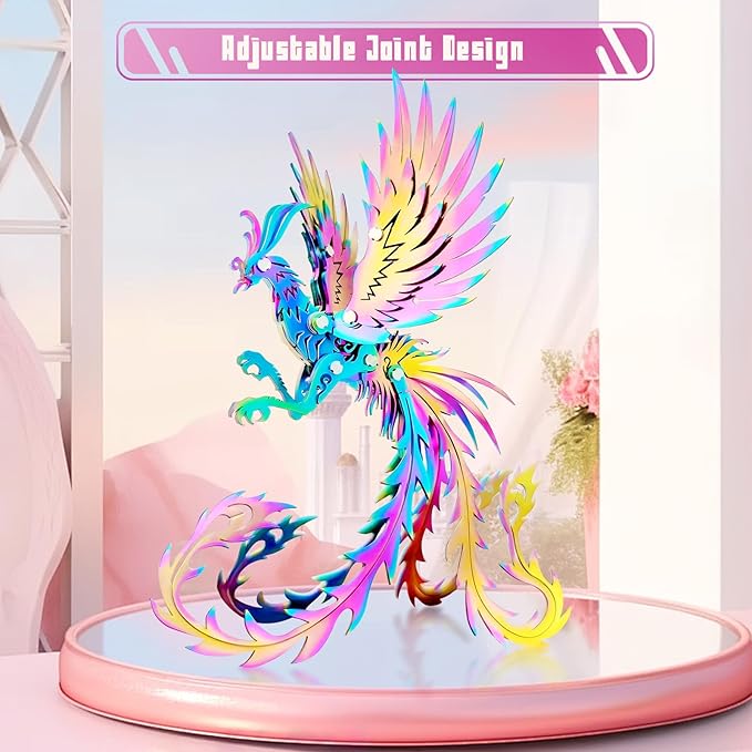 3D Metal Model Kits, Mechanical Undead Bird Seven Colors 3D Metal Puzzle,Steel Mythology Animal Series DIY Brain Teasers Simple 3D Puzzles Home Decor Art Craft Gifts Toys for Adult