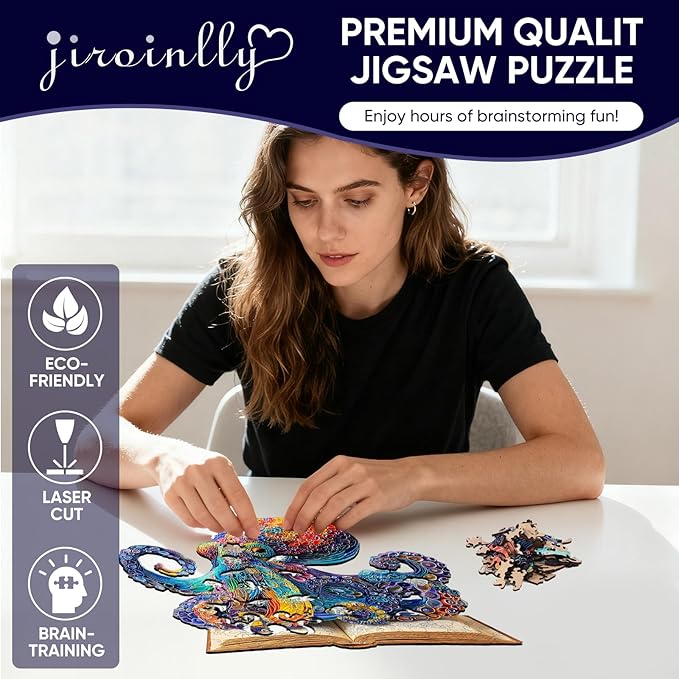 Wooden Puzzles for Adults, Octopus Wooden Jigsaw Puzzles 500 Pieces, Royal, 16.1 in Unique Shape Ocean Puzzle, Irregular Puzzle Creative for Adults and Kids Family Games
