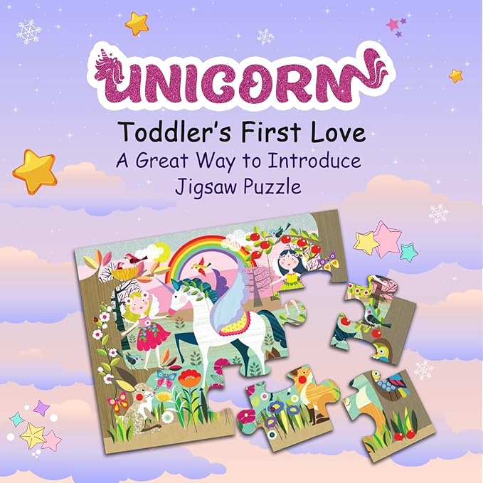 Magical Unicorn Oversized Pieces Jigsaw Puzzle for Toddlers | Fantasy Creature Giant Floor Puzzle for Age 3+ Kids | Fairy Forest Themed Birthday Party Favors Gift Ideas