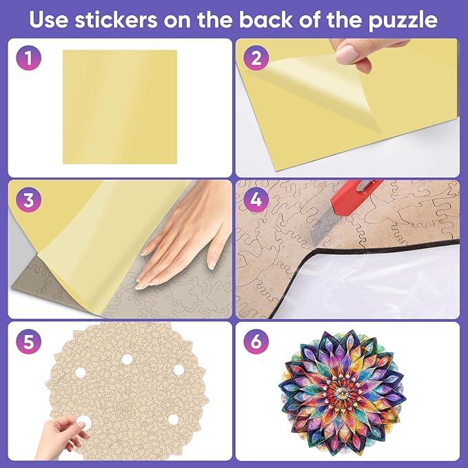 Ruikiyart Wooden Puzzles for Adults, 5MM 500 Pieces Crystal Flower Wooden Jigsaw Puzzles, Mandala Puzzle Unique Shaped for Adults and Kids on Thanksgiving,Christmas Family Puzzle Games (16.6"*16.9")