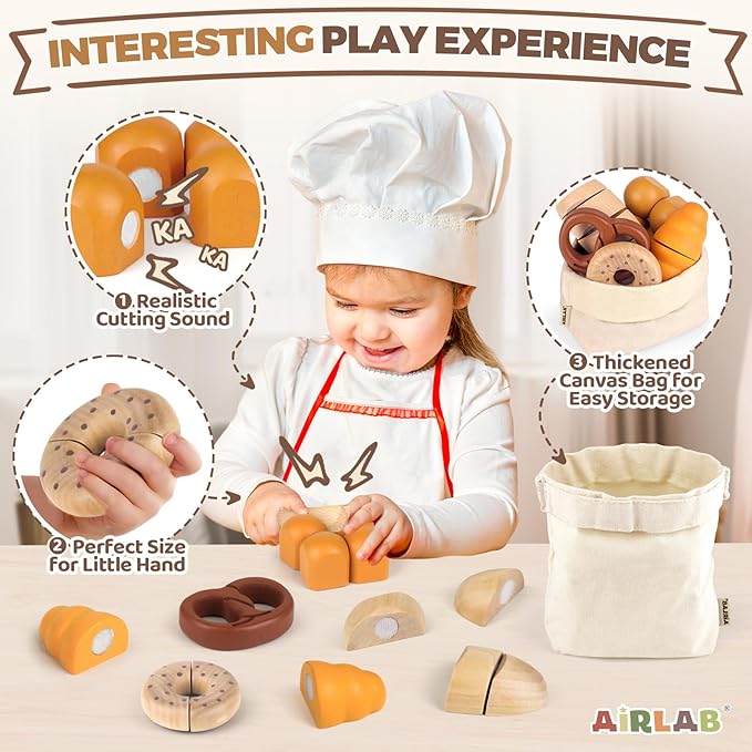 Play Food Sets for Kids Kitchen for Toddler 1-3 Toy Food Grocery Pretend Playsets 2 3 4 5 6 Year Old Boys Girls Birthday Gift Ages 4-8 Educational Bread Bakery Toys