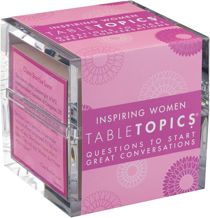 TableTopics Inspiring Women Question Card Game - 135 Conversation Starter Cards with Inspirational Quotes and Prompts for Discussions About Female Role Models, Perfect for Girls’ Nights