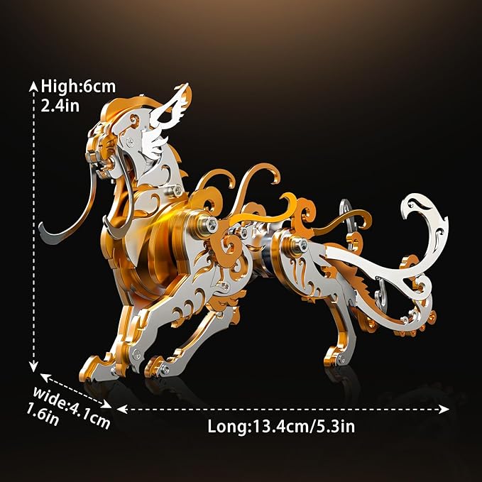 3D Metal Puzzles,3D Metal Puzzle for Adults,Mechanical Model Kit Orange Lu Wu,Steel 3D Puzzles Stainless Steel Ornaments for Adults Home Decor Art Craft Gifts Toys