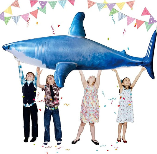 Extra Large Inflatable Shark Pool Toy,79inch Shark Pool Birthday Party Decorations,Blow Up Animal Party Favors Supplies Gift for Kids Adults