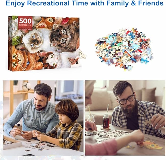 500 Piece Puzzles for Adults Pet Cats 20.5 x 15 Inch 500 Piece Jigsaw Puzzles for Kids Adults Puzzles 500 Pieces for Adults Holiday Educational Challenge Toy