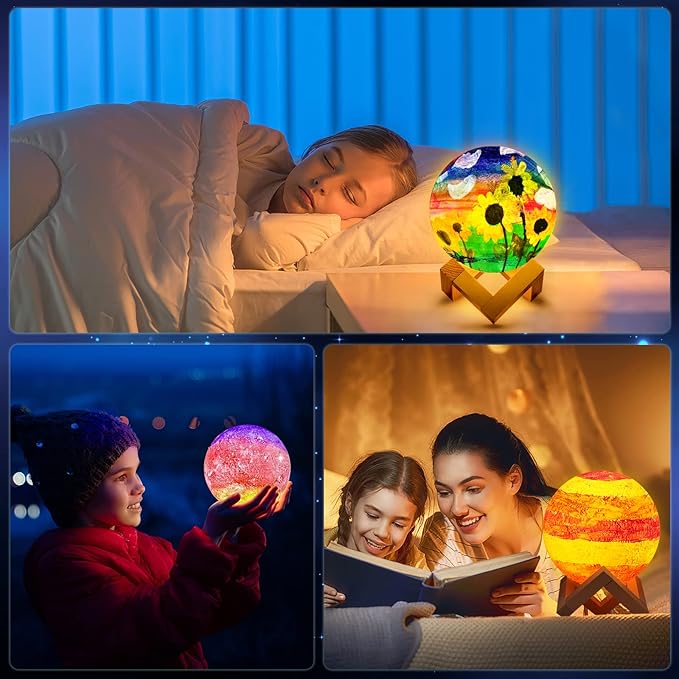 [ Update 2025] Paint Your Own Moon Lamp Kit, 5.9 inches-Button Battery Type DIY Moon Night Light for Kids Art Supplies Creativity Arts & Crafts Kit for Kids, Teen Girls Boy Birthday