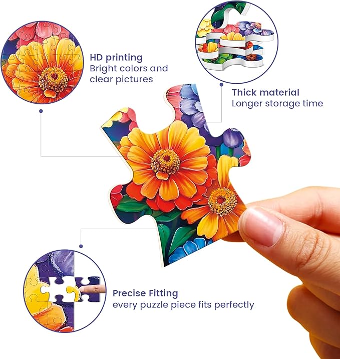 300 Piece Puzzle for Adults,Flowers & Succulents Jigsaw Puzzle for Adults Teens,Large Piece Puzzle for Kids Ages 8-10 10-12,Glossy & Sturdy Pieces,Challenging Family Game Great Gift,20.5x15 in