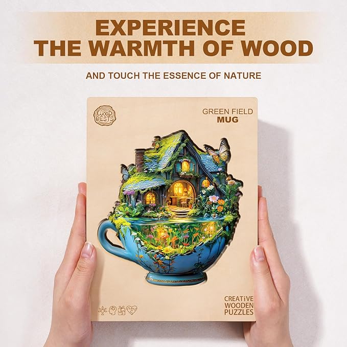 Jigfoxy Wooden Puzzle for Adults, Funny Green Cup Jigsaw Puzzles for Adult, Unique Animal Shape Wood Cut Puzzles, Christmas Thanksgiving Gifts for Friends Family (L-13.4 * 12.9in-220pcs)