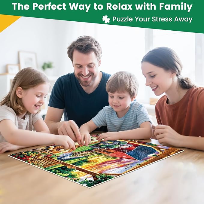 500 Piece Puzzle for Adult,Fun Country Life Puzzles for Kids Adults Seniors,Farm Cute Animal Jigsaw Puzzle for Kids Ages 8-10 10-12,Challenging Family Game Gift for Friends Men Women Seniors,20.5*15In