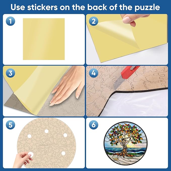 Ruikiyart Wooden Puzzles for Adults, 5MM 500 Pieces Coast Tree Wooden Jigsaw Puzzles, Tree of Life Puzzle Unique Shaped for Adults and Kids on Birthday, Christmas Family Puzzle Games (16.5"*16.5")