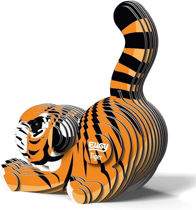 Eugy Tiger 3D Puzzle - 34 Piece Eco-Friendly Educational Toy Puzzle for Boys, Girls & Kids Ages 6+