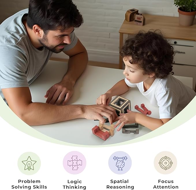 Sharp Brain Zone Wooden Puzzle Box – 3D Mechanical Brain Teaser Puzzle with Secret Compartments | Handcrafted Natural Wood, STEM Educational Logic Game & Unique Gift for Puzzle Lovers