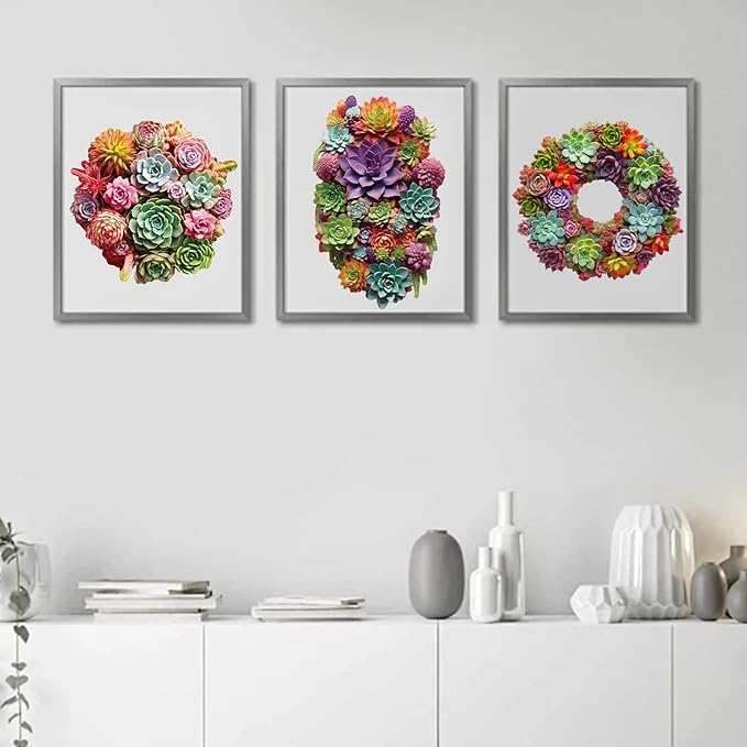 delobil Succulent Bouquet Wooden Puzzles for Adults, 500 Pieces Mandala Round Jigsaw Puzzles, Royal Size Unique Shaped Liberty Wood Puzzle Gift for Kids, Family Game 16.7'' x 16.3''