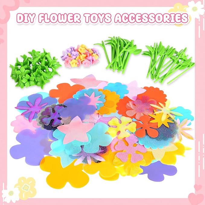 beefunni DIY Flower Bouquet Craft Accessories Can Make 32 Flowers, Flower Making Toys Accessories