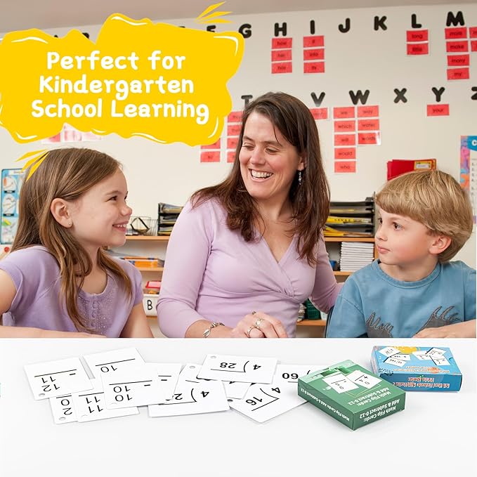 Addition Subtraction Multiplication and Division Flash Cards, Math Facts Flashcards 0-12, Math Manipulatives Games for Kindergarten, 1st, 2nd, 3rd, 4th, 5th, 6th Grade Kids Ages 4-12