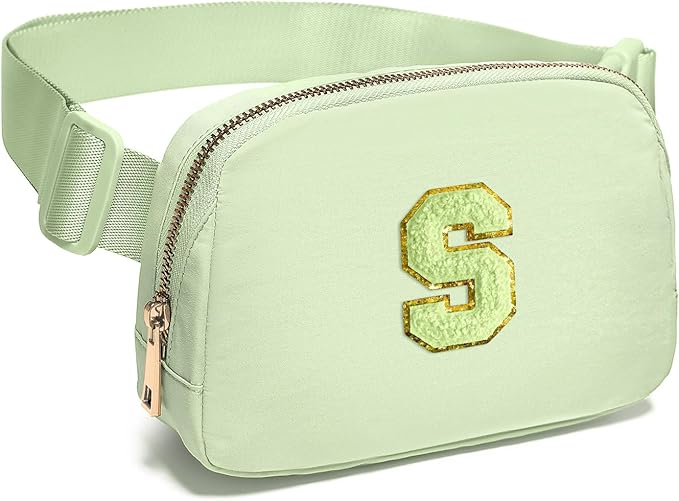 Gitus Gifts for 8 9 10 11 12 Year Old Girls Belt Bag Fanny Pack Crossbody Bags with Initial Letter Patch Cute Stuff Birthday Gifts for Teen Girls Women Personalized Trend Stuff (Light Green-S)