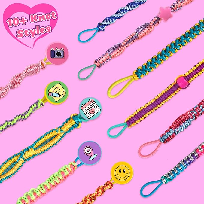 Hewaurorion Friendship Bracelet Making Kit Toys, Arts and Crafts String Maker Tool for Kids Ages 8-12, Bracelet DIY Christmas Birthday Present Gifts for Teen Girls (Rose)