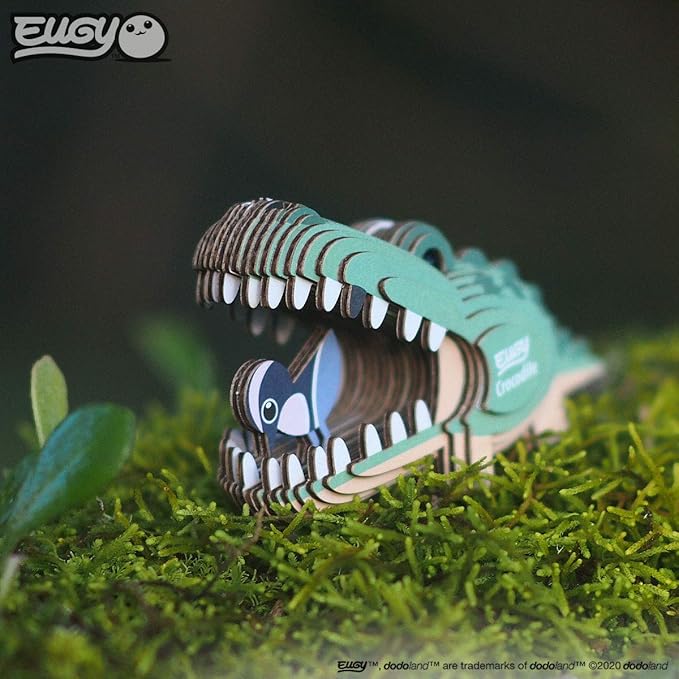 Eugy Crocodile 3D Puzzle - 22 Piece Eco-Friendly Educational Toy Puzzle for Boys, Girls & Kids Ages 6+
