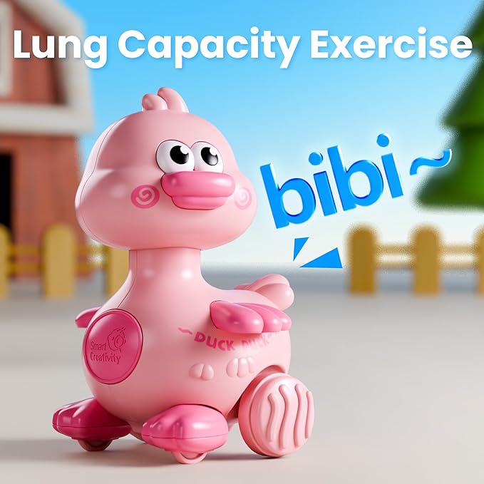 iPlay, iLearn Press to Go Duck Car Toys Set for Toddlers 1-3, Baby Push Go Racing Cars, Infant Play Vehicle Set, 1st Birthday Stocking Gift for 12-18-24 Months, 1 2 3 One Yrs Old Boys Girls Child Kids