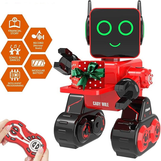 Robot Toy for Kids, Remote Control and Intelligent Programming RC Robot, Music, Dancing, Talk, Play with Kids as a Gift for Gril and Boy(Red)
