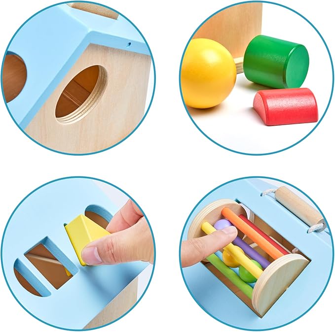 Montessori Toys for 1 2 3 Years Old Boys and Girls 5 in 1 Wooden Baby Drop Toys,Woode Shape Sorting and Stacking Learning Toys for Toddlers Wooden Toy for Kids Age 12 Months Gift for Kids