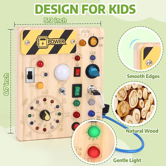 Montessori Busy Board,Montessori Toys for 1-3 Years Old,Baby Sensory Board,Preschool Learning Activities,Wooden Toys for Toddler,Christmas & Birthday Gift for Boys & Girls