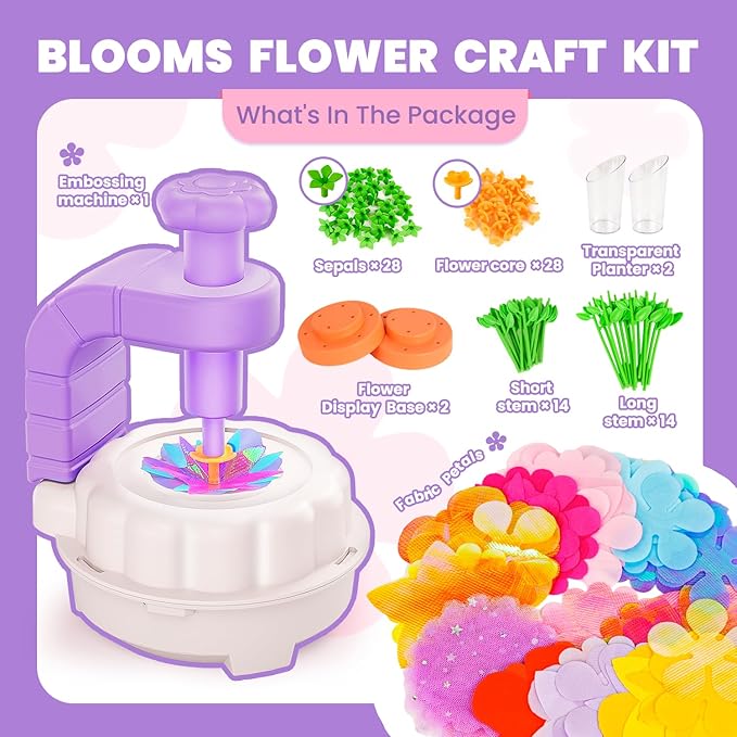 windpaint Toys for Girls 3 4 5 6 7 8 9 10 Years Old, DIY Craft Kits for Kids, Fabric Flower Bouquets for Girls Gifts, Educational Learning Detective Toys for Toddler Kids,Birthdays Gifts (Purple)