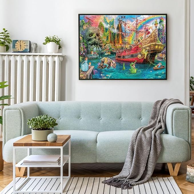 Ceaco - Sapphire Select - Disney - Aimee Stewart - Peter Pan Mermaid Lagoon -1000 Piece Jigsaw Puzzle – Challenging & Fun – Blue Core Puzzle Board – Giftable Display Box - Full Size Poster Included