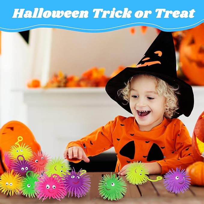 24 PCS LED Puffer Balls Light Up Party Favors for Kids 4-8 8-12 Bulk Sensory Bouncy Ball Goodie Bags Stuffers Prizes Kids Pinata Fillers Glow in The Dark Party Supplies Toddler Fidget Toy Stress Balls