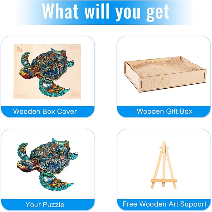 Wooden Puzzles for Adults - Sea Turtle Wooden Jigsaw Puzzles for Adults - Unique Animal Shape Wood Cut Puzzles Relax Puzzles (L-14.9 * 12.6in - 300psc)